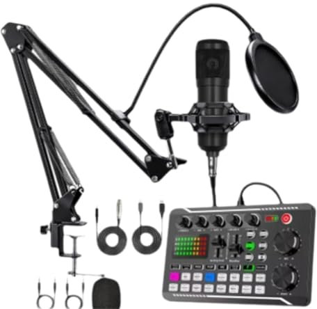 Generic F998 Carte son avec effets de mixage DJ et changeur de voix, Bluetooth, 16 canaux, sortie USB et TRS 3,5 mm, console de mixage pour streaming en direct, podcasting, karaoké