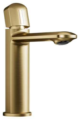 OihPaw Wasserhahn Bad,Gebürstetes Gold Einhandmischer Waschbecken Armatur,Mischbatterie Waschbecken wassersparend,Badarmatur Mischbatterie,Einhebelmischer Mischbatterie für Waschtisch Badezimmer