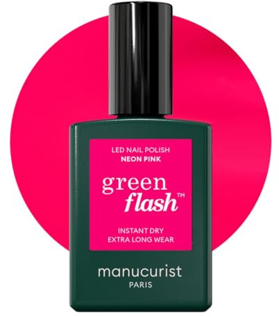 Manucurist Green Flash™ Gel Nagellack Fluo Rosa Neon Pink | Nägel Selber Machen für UV Lampe Nägel - Professionelle Maniküre - UV Lack, 12-Free Lack, Bio-basiert