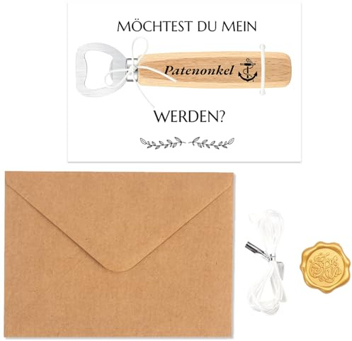 Questions sur le parrain - 1 décapsuleur - 1 carte « Voulez-vous devenir mon parrain » - 1 enveloppe - 1 cadeau parrain - Pour parrain et parrain - Cadeau de naissance - Cadeau de baptême pour homme