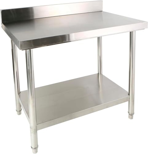 AMDBRAIL 120x85x60cm mit Aufkantung -Edelstahl Küche Arbeitstisch Tisch Verstellbare für Lebensmittelzubereitung Küche & Ablagefläche Multifunktionale Gastro Zubereitungstisch Grilltisch