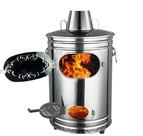 Feuertonne für den Außenbereich, Edelstahl Mülltonne mit Feuerhaken und Halterung, zum Verbrennen Von Laub Oder überschüssigem Papier