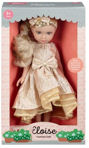 HMIR Fashion Doll by Glam Dollies – Outfit with Dress, Headband and Shoes | Imaginative Play Toy for Kids, Pretend Play Doll Gift for Girls (Eloise)