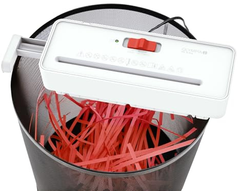 OLYMPIA PS 16 Pro Aktenvernichter Aufsatz weiß | Kompakter Papierschredder für zu Hause | Schredder Aktenvernichter im Streifenschnitt | Shredder Papier | Papier Schredder Gerät