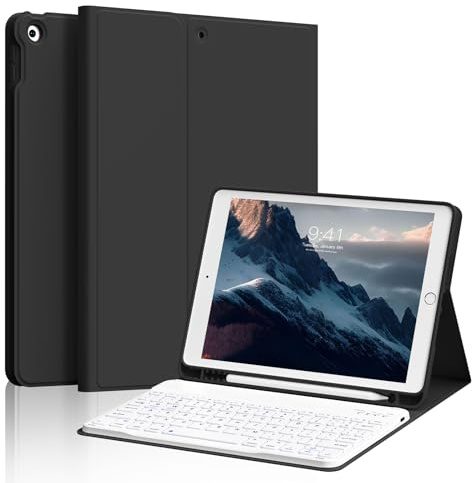 SZPSGC Keyboard Case for iPad 9th/8th/7th Gen (10.2) – Strong Magnetic Detachable Bluetooth Keyboard, Slim Lightweight Protective Folio Cover with Long Battery Life,-Black