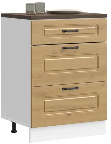 Teenpull Kalmar köksunderskåp artisan-ek träbaserade material, köksskåp, förvaringsskåp, bufféskåp, förvaringsskåp, skänk, 60 x 46 x 81,5 cm, robust, lätt att rengöra