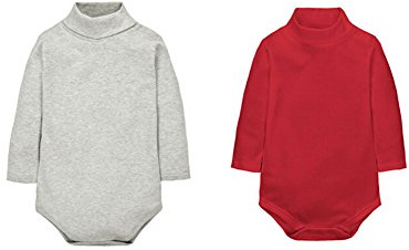 CuteOn 2 paquetes Unisexo Bebé Rompers Cuello polo Manga Larga Algodón Infantil Body Mono Gris + Rojo 24 Meses