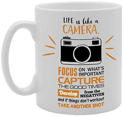 Coralgraph Inc MG2198 Life is Like A Camera, Focus, Capture, Develop Novelty Gift Printed Tea Coffee Ceramic Mug