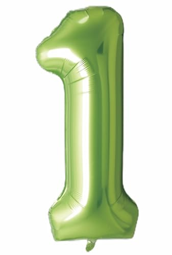 Folienballon Zahl 1 (Grün) von Trendario - XXL Riesenzahl 100cm Ballon - Helium Luftballons für Geburtstag, Partydeko, Hochzeit