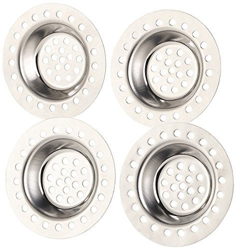 BadeStern Abflusssieb: 4er-Set Edelstahl-Abfluss-Siebe für Dusche, Badewanne, Waschbecken (Haarsieb, Haarsieb Badewanne, Sieb für Badewannenabfluss)