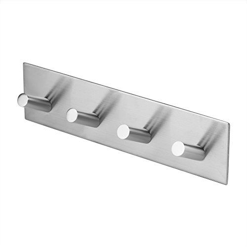 Selbstklebender Haken aus Edelstahl zur Wandmontage, robuster Kleiderhaken, superstarker Handtuchhalter für Badezimmer und Küche (4 Haken)
