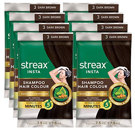 Streax Insta Haarfarbe, Dunkelbraun, 15 ml, 5 Stück