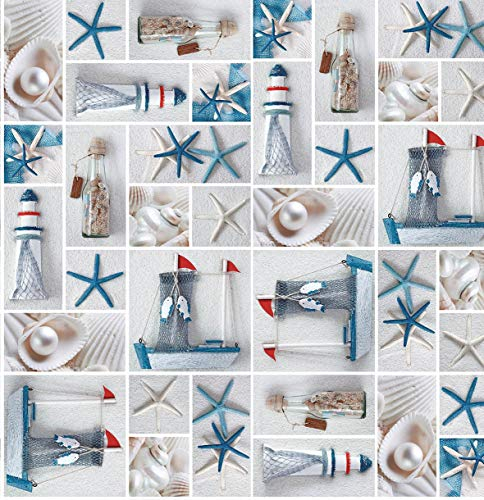 Wachstuchtischdecke Wachstuch Tischdecke Gartentischdecke Rund Oval Seesterne Oval ca. 140 x 180 cm abwaschbare Wachstischdecke