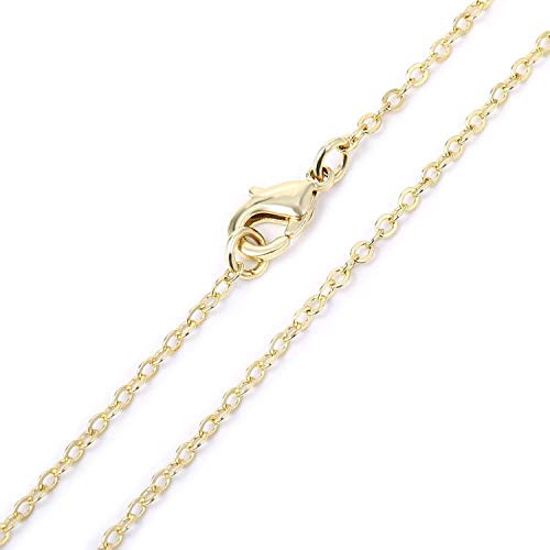 2mm Thin Gold Necklace Chain, 12 Pcs 18 Inch Gold Cable Chain for Necklace Making Brass Jewellery Chains Pack in Bulk