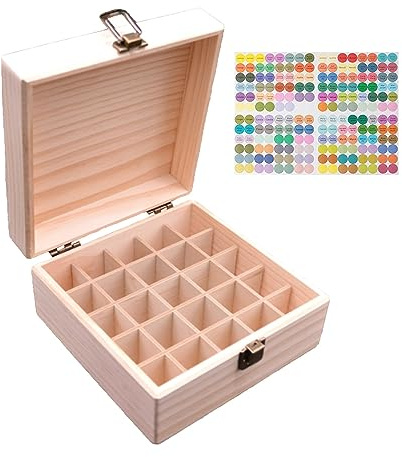 RoseFlower 25-Bottiglia Olio Essenziale Organizzatore Scatola di Legno Viaggi Esposizione Display Stand Porta - Oli Essenziali Scatole Decorative per Fragranze, Profumi, Unghie e Rossetti