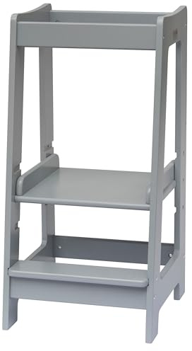 Stepup Baby Torre Montessoriana bambini | 3 Altezze Regolabili | Torre di apprendimento Ringhiera Di Sicurezza | Torretta Montessoriana | Sgabello per Bambini dai 18 Mesi ai 5 anni - Grigio
