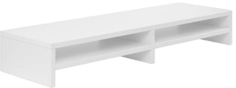 boho office ergonomischer Monitoraufsatz, Weiß, 100 x 15 x 29 cm | Bildschirmerhöhung, Monitorständer, Tischaufsatz, viel Stauraum