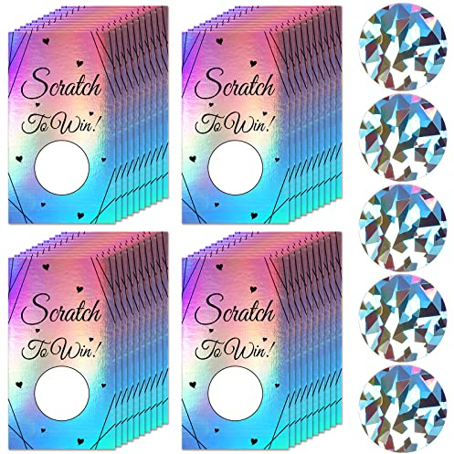 Outus 100 Pieces Scratch off Cards Stickers for Small Business Gift Certificates Personalized Blank Gift Cards for Holiday Christmas Wedding Birthday Party Supply(Purple)