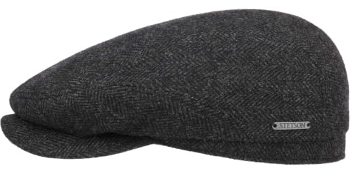 Stetson Belfast Schirmmütze Fischgrat Mehrfarbig Made in EU Damen und Herren Herbst Winter schwarz-grau 57 cm