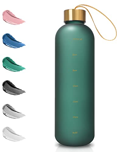 Opard 800ml/1000ml Motivational Water Bottle with Time Markings to Drink, Reusable Plastic Bottle with BPA Free Tritan for Gym and Sports