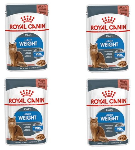 Royal Canin Light Weight Care Gravy | 4er Pack | 4 x 12 x 85 g | Nassfutter für Katzen | Zur Unterstützung für übergewichtige Katzen | Enthält Eisen, Mangan und Zink