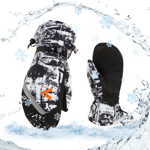 Vgo... -20 ℃/-30 ℉ o superior guantes de esquí cálidos de piel de cabra para hombre, diseño de manoplas, guantes de nieve de invierno, guantes al aire libre, M, 1 par)