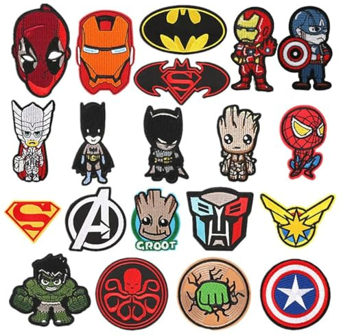 Youery Iron On Patches Badge Appliques Kit, 22 Pieces Embroidered Applique Patches Stickers, Badges Fabric and Assorted Size DIY Decoration Patches Sew on Clothes,Bag, Shoes, Jacket, Cap