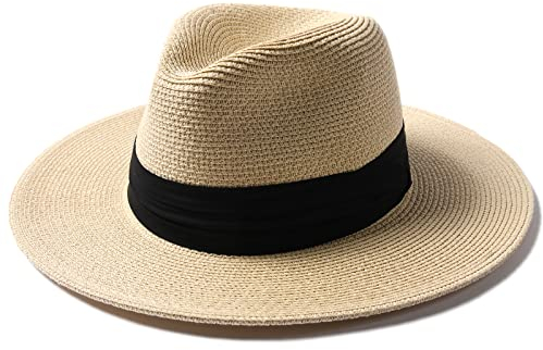 FURTALK Unisex Panamahut Breite Krempe Sonnenhut für Herren und Damen Strandhut UV-Schutz Sommerhut Verstellbare Strohhut