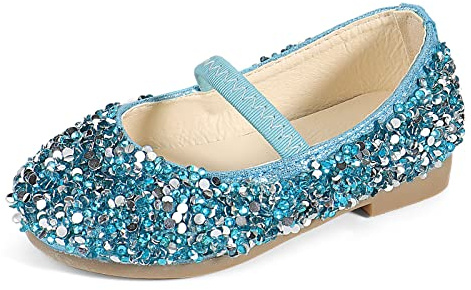 MK MATT KEELY Scarpe Principessa Bambina Ballerine Bambina Scarpe Brillantini Bimba Partito per Ragazze,Blu,28EU(CN29)
