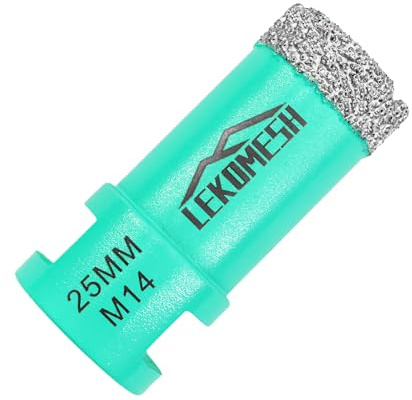 LEKOMESH Diamond Core Drill Bits 25MM - Vacuum Brazed Diamond Hole Saw for Porcelain Ceramic Tile Marble Granite Stone Quartz - M14 Thread for Angle Grinder