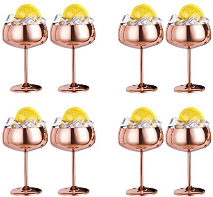 Copper Coupe Champagne Glasses Set of 8 Stainless Steel Vintage Glass