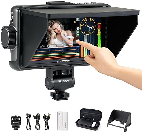 VILTROX 1200nits 4K HDMI Video Monitor Feldmonitor, Touchscreen 3D LUT Tragbarer Video-Feldmonitor Kit mit Akku, Kamera-RGB-Parade Histogramm Waveform Focus Assist Monitor (DC-550 Pro)
