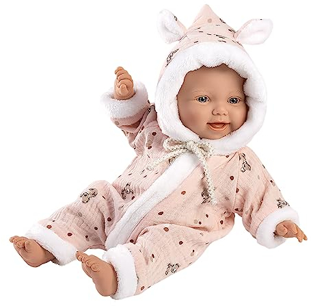 Llorens 1063302 Puppe mit blauen Augen und weichem Körper, Babypuppe inkl. rosa Outfit und Schnuller, 32cm