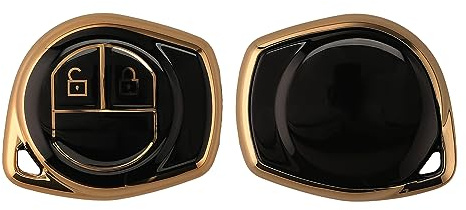 kwmobile Autoschlüssel Hülle kompatibel mit Suzuki 2-Tasten Autoschlüssel - Schlüsselhülle Silikon Cover - Schwarz Gold
