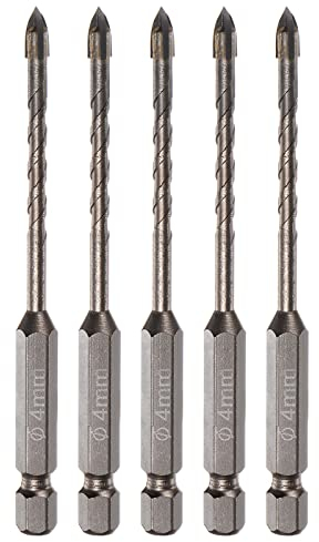 sourcing map 5Stk Titanium Beschichtet Mauerwerk Bohrspitze 4mm Beton Bohrkronen Keramik Fliese mit 1/4 Sechskant Schaft für Keramik Fliese Marmor Spiegel Glas Beton Ziegel Plastik Holz