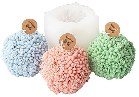 JS MOLD Silikonform Blumenkugel,Saftige Blumenkugel-Silikonform,Kerzenformen zum Gießen 3D Silikonform Kerze Ball, für DIY, Aromatherapie, Kerzenherstellung, Basteln, Gips, Heimdekoration