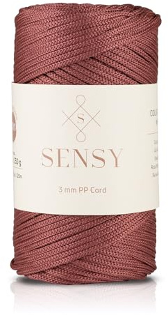 Sensy Premium Polyester-Seil, 3 mm, 100% Polypropylen, Makramee-Schnur, 3 mm, Häkeltasche, Kordel, Makramee-Seil, Häkelgarn, Geschenk für Stricker, (Dusty Rose)