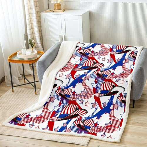 Manfei Coperta con cappelli con bandiera americana, cappello da cowboy, per bambini, ragazzi e adulti, con stampa di stelle occidentali americane, per divano, coperta in pile morbida e traspirante