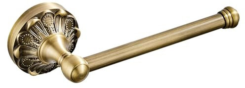 Celbon Porte-Rouleau de Papier Toilette Antique en Laiton - Barre de 20 cm pour Salle de Bain avec Brosse de Rangement - Bronze
