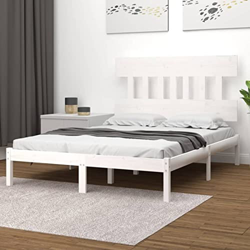 BaraSh Massivholzbett Bettgestell Bed Frame Bett Mit Bettkasten Hausbett Bett Massivholz Weiß 160x200 cm - 3104749