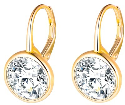 MOOFUN Großer Zirkon Ohrhänger Silber 925 Ohrringe Hängend Damen Ohrringe Creolen Ohrring Rund Ohringe Ohrschmuck für Mama Freundin Teenager Mädchen Oma Schwester Frauen Geschenk Geburtstagsgeschenk