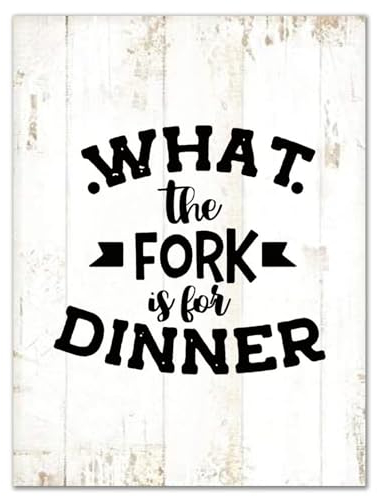 Wooden Wall Signs with Saying What The Fork Is for Dinner Rustic Home Decor Sign Bible Garden Signs Courtyard Living Room Decorations for Wall 12x16 Inch