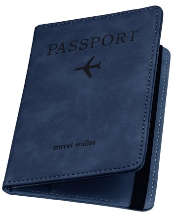 ILIYAH Reisepasshülle Passport Hülle Reisezubehör Passhülle Reisepass Organizer RFID Blocker Kartenhülle Elastischer Gurt Reisepass Hülle（Marineblau）