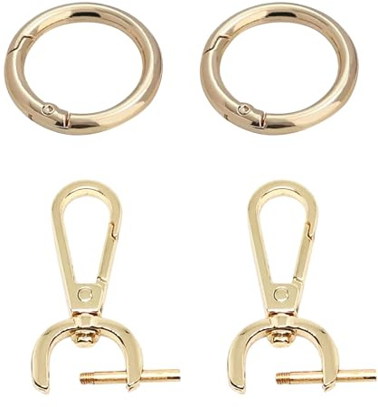 ZBHDEYG 2 Stück runde Karabiner, 2 Stück Metallschnallen für Taschen, Ringkarabiner, Feder-O-Ring-Clips, Schlüsselanhängerringe, Karabinerverschlüsse, Rucksackzubehör
