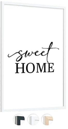 edihome, Bilderrahmen 50x70, Holz, Poster, Photo Frame, für Trikot, Diplome, bruchsicheres Acrylglas, Picture Frame (Weiß)