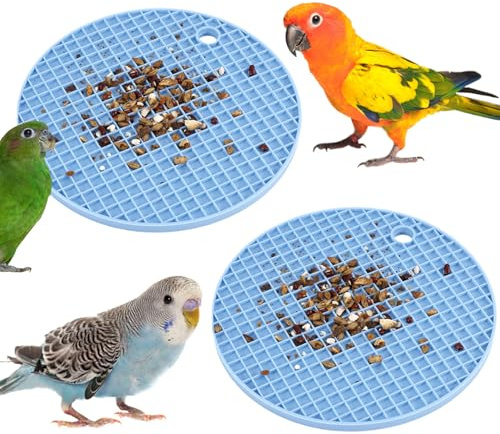 NQEUEPN 2uds Tapetes de Alimentación Lenta para Pájaros, Juguetes de Alimentación Lenta para Loros Tapete de Silicona para Alimentación Lenta de Pájaros para Pájaros Domésticos Cotorras (Azul Cielo)