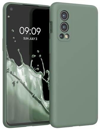 kwmobile Cover per OnePlus Nord 2 5G Custodia - Back Case per Smartphone in Silicone TPU - Protezione Gommata - verde affumicato