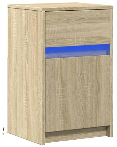 vidaXL Nachttisch mit LED-Leuchten Sonoma Eiche Holzwerkstoff