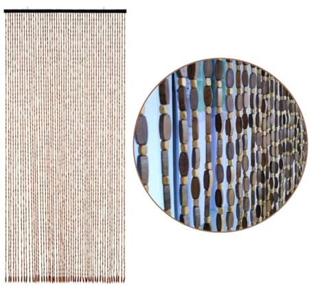 Perlenvorhang For Türen 60cm 70cm 80cm 90cm 100cm 110cm 120cm Bambusvorhang Holz Perlen Fadenvorhang, Handgefertigte Hängende Perlen-Türjalousien, Raumteiler Hängender, Balkontür(Coffee,80x220cm)