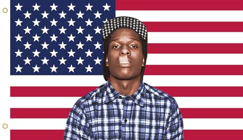 MAGJIUKE Rapper Rocky American Flag Tapisserie 90 x 152 cm – Rap Asap USA Poster für Schlafzimmer, Wohnzimmer, lustige Dekoration